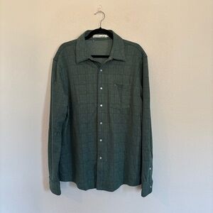 Criquet Mens Chill-Knit Plaid Pearl Snap Green Jacquard Shirt